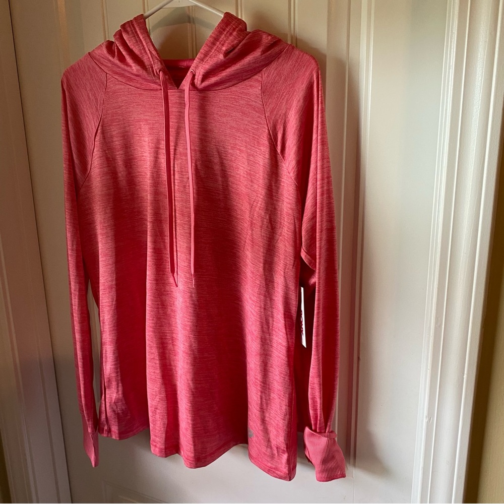 Pony performance long sleeve hoodie womens Size large NWT heather neon rose G